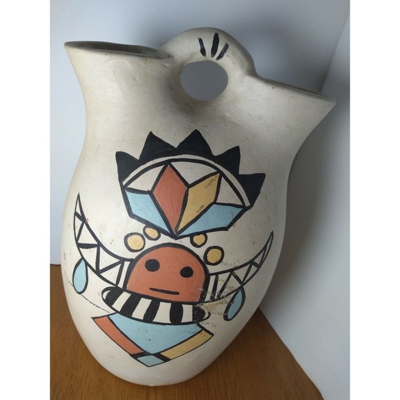 Native American Wedding Vase SIGNED Hand Painted Unity Ceremony Traditional - Picture 7 of 7